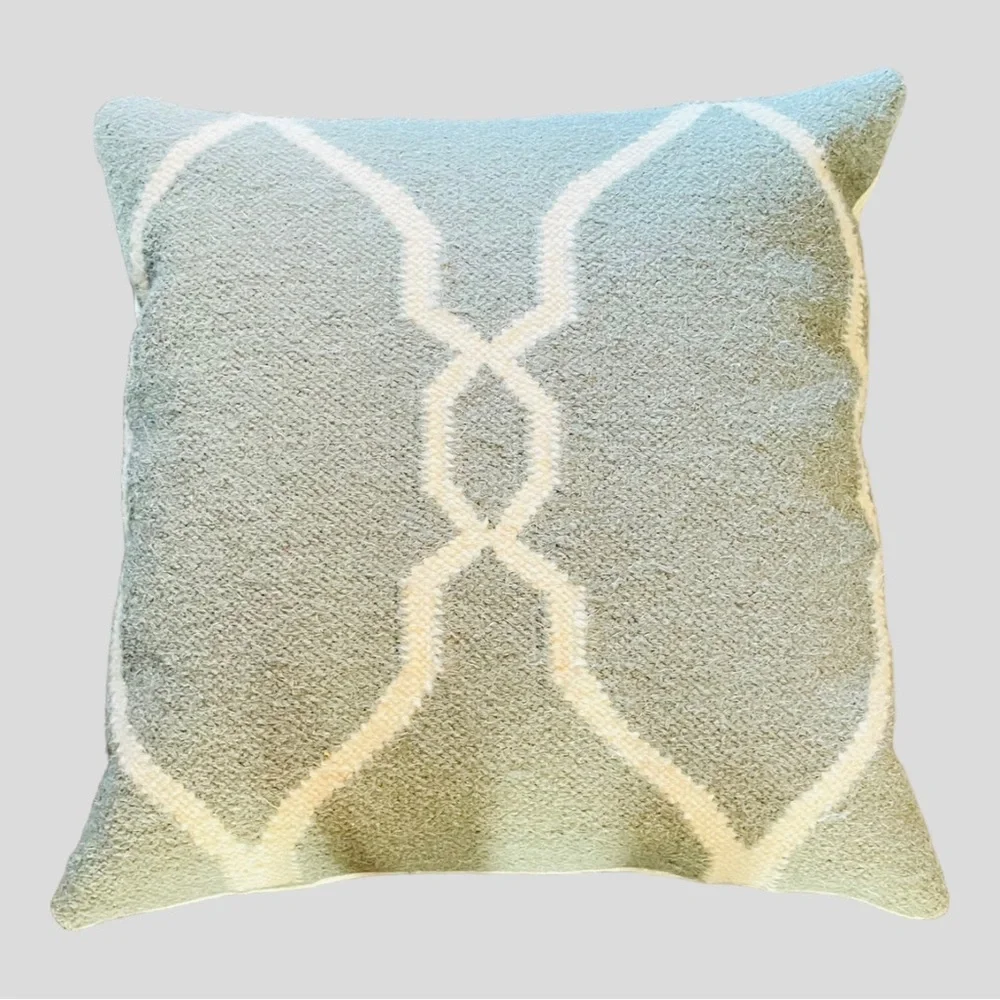 New! SURYA WOOL COTTON GEOMETRIC SQUARE THROW DECORATIVE PILLOW 18x18